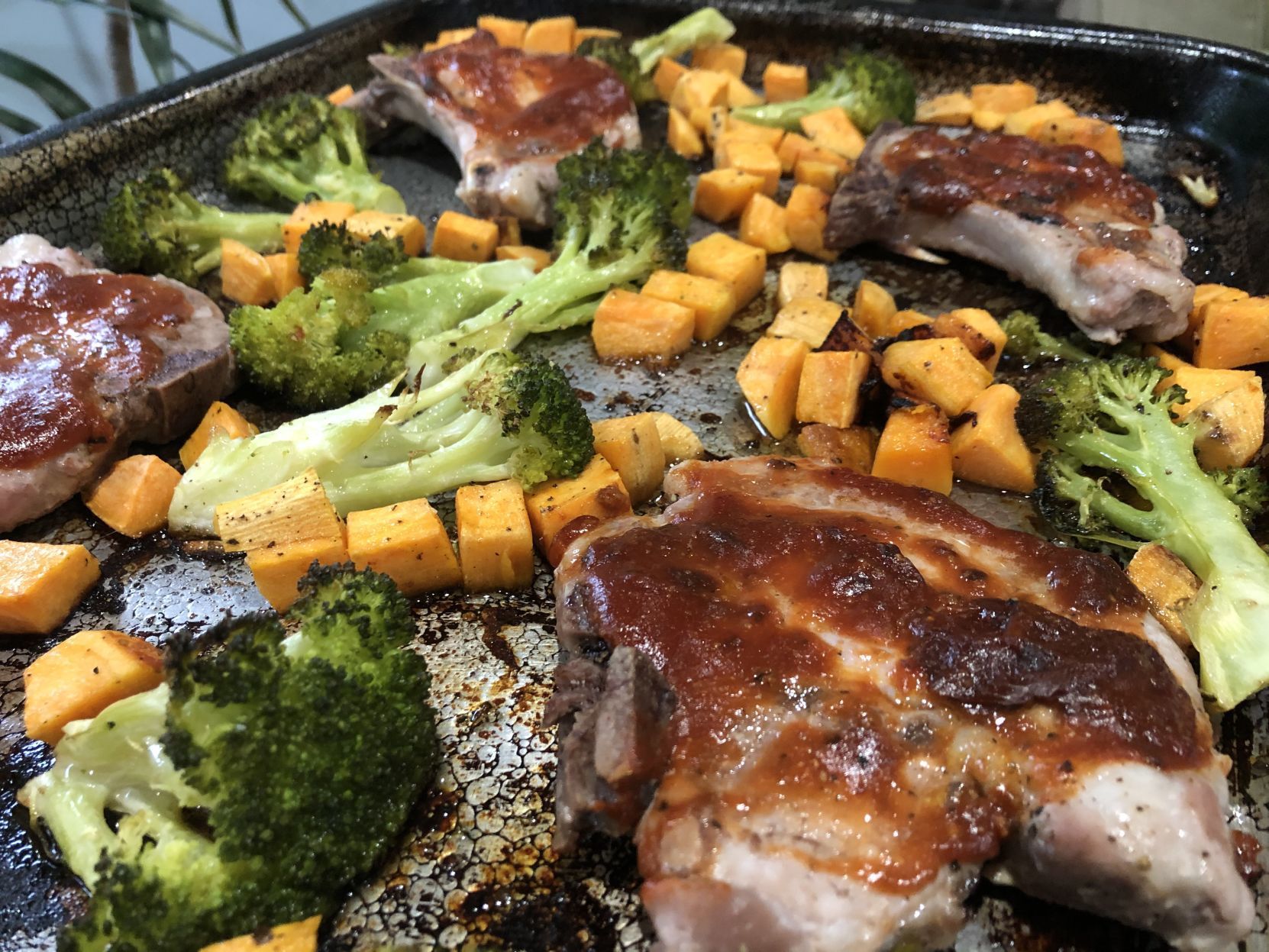 Sheet pan chipotle-glazed pork chops